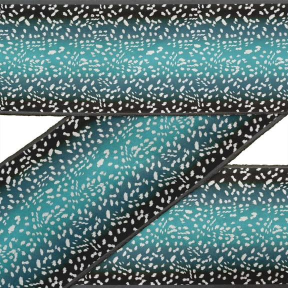 IBA Indianbeautifulart Blue Leopard Animal Skin Dupion Trim Fabric Sewing Fabric Lace Dressmaking Printed Sewing Lace By 9 Yard 3 Inches