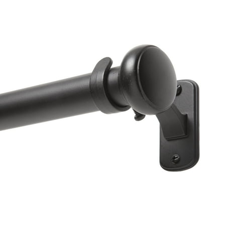 Kenney 1" Weaver Indoor/Outdoor Rust-Resistant Curtain Rod, 72-144", Black