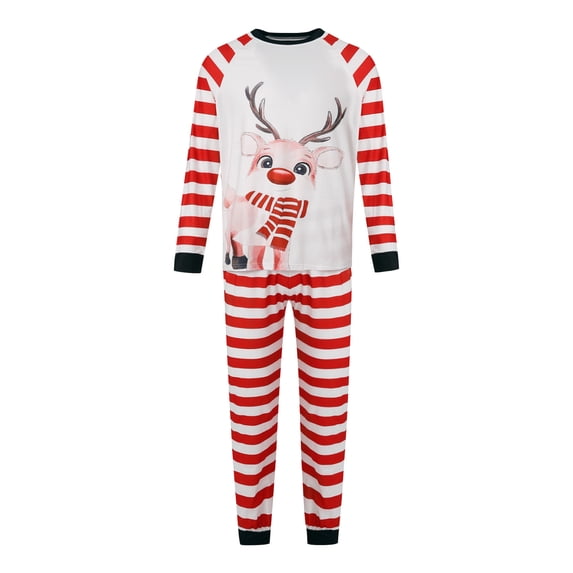 Christmas Family Matching Pajamas Set Xmas Elk Tops Stripe Stripe Long Pants Sleepwear Set