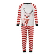 Christmas Family Matching Pajamas Set Xmas Elk Tops Stripe Stripe Long Pants Sleepwear Set