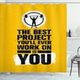 thumbnail image 1 of Ambesonne Fitness Shower Curtain, Best Project is You, 69"Wx84"L, Marigold Dark Blue White, 1 of 3