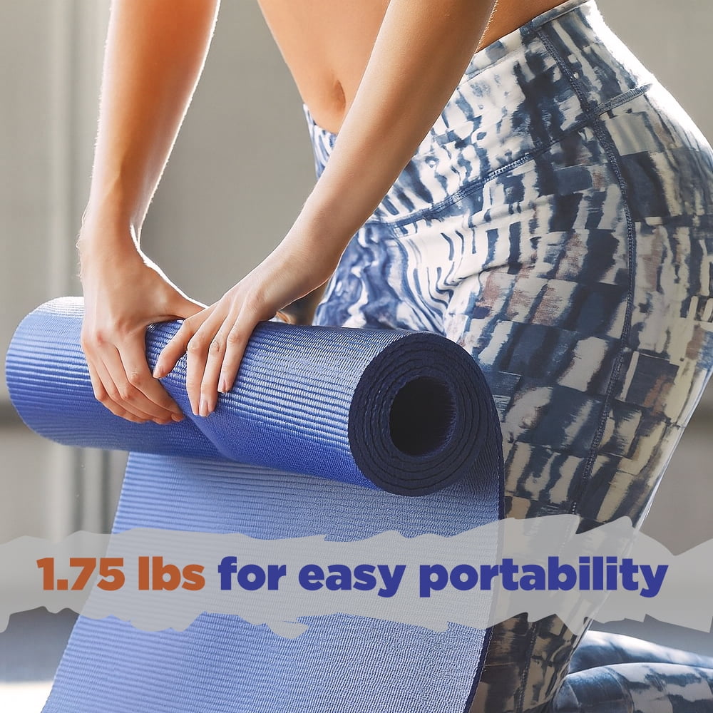 AFG Premium Non Slip Yoga Mat ¼-Inch Thick Dense Padding For Pilates, Stretching & Toning Workouts For Men & Women 68" x 24"