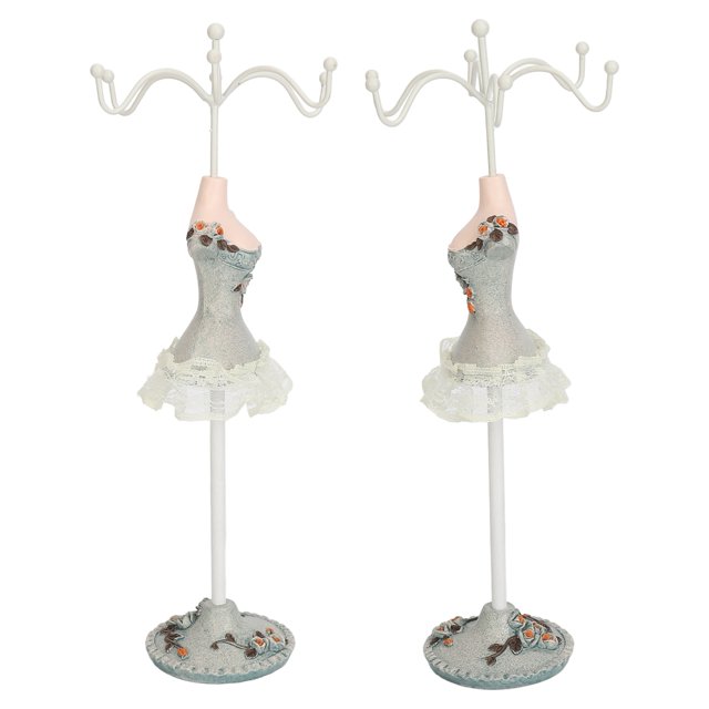 Jewelry Display Stand Model, 6 Hooks Jewelry Displays Stand with Stable Base, Resin Iron Jewelry Rack Jewelry Storage for Earring Bracelet Rings Girl Women Gift