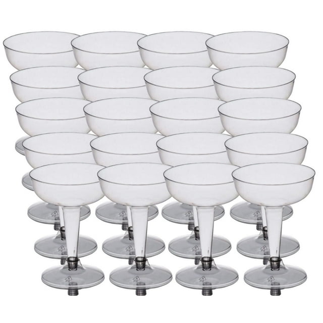 CP 4 oz. Clear 2-Piece Plastic Champagne Glass - 20/Pack | Effervescent Toasts in Clear Plastic Flutes