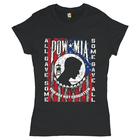 Tee Hunt POW MIA You are Not Forgotten T-Shirt American Flag Veteran Women's T-Shirt Tee