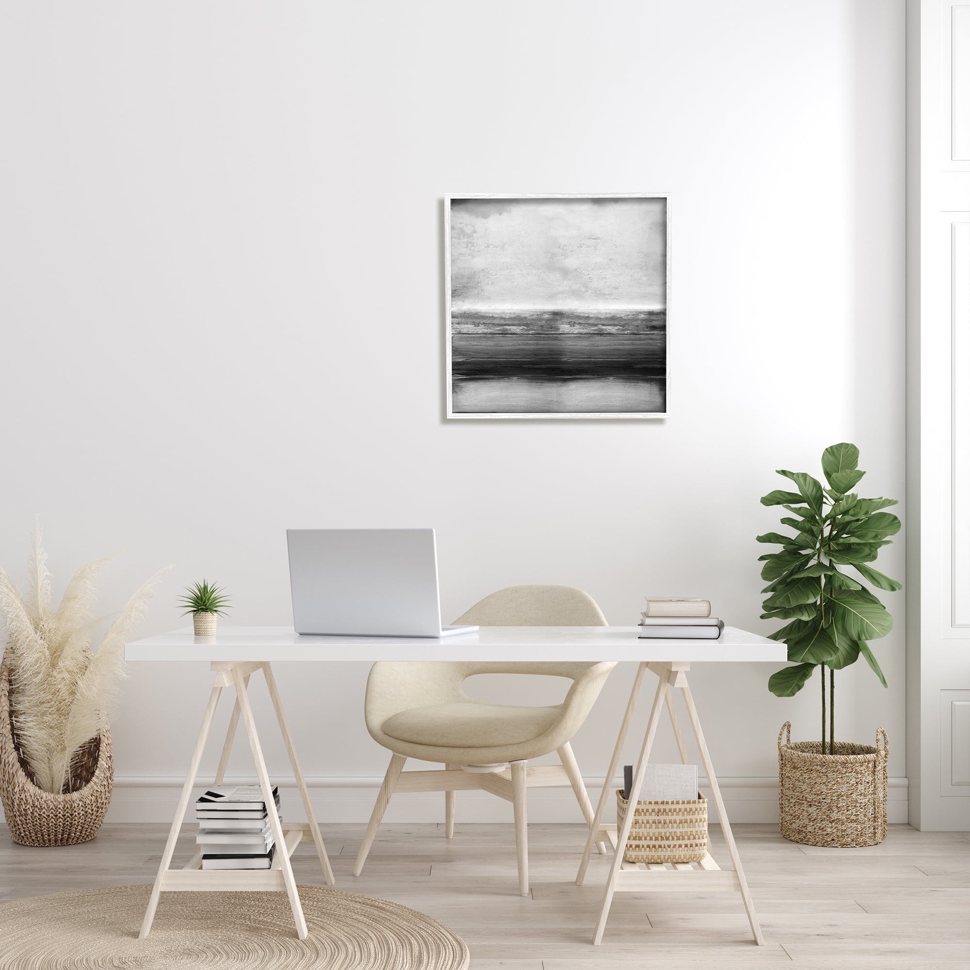 Stupell Industries Monochromatic Grey Rustic Abstraction Layered Shades, 24 x 24, Designed by Taylor Hamilton