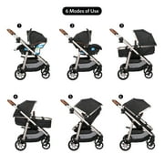 Monbebe 6 in 1 Modular Infant & Toddler Travel System Stroller, Black & Gold II