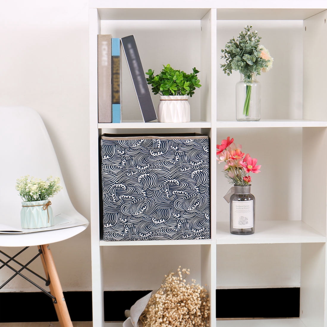 Storage Bin Cube Fabric Basket Organizer Box for Closet Floral 13 Inch