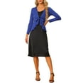 thumbnail image 2 of Allegra K Women's Dressy Cardigan Sweaters Tie Front Draped Ruffle Knit Cardigans L Royal Blue, 2 of 6
