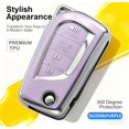 thumbnail image 3 of Key Fob Cover Compatible with Fit for Toyota RAV4 Corolla Camry Keychain Case Holder Protector,Purple-b, 3 of 5