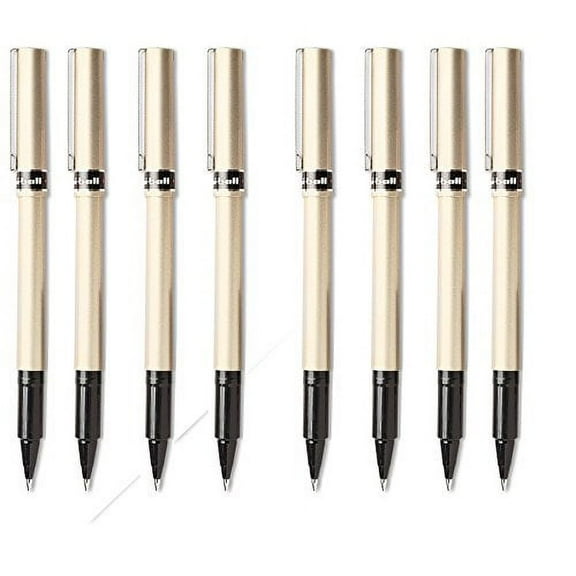 uni-ball Deluxe Fine Point Roller Ball Pens, 8 Black Ink Pens (60052)