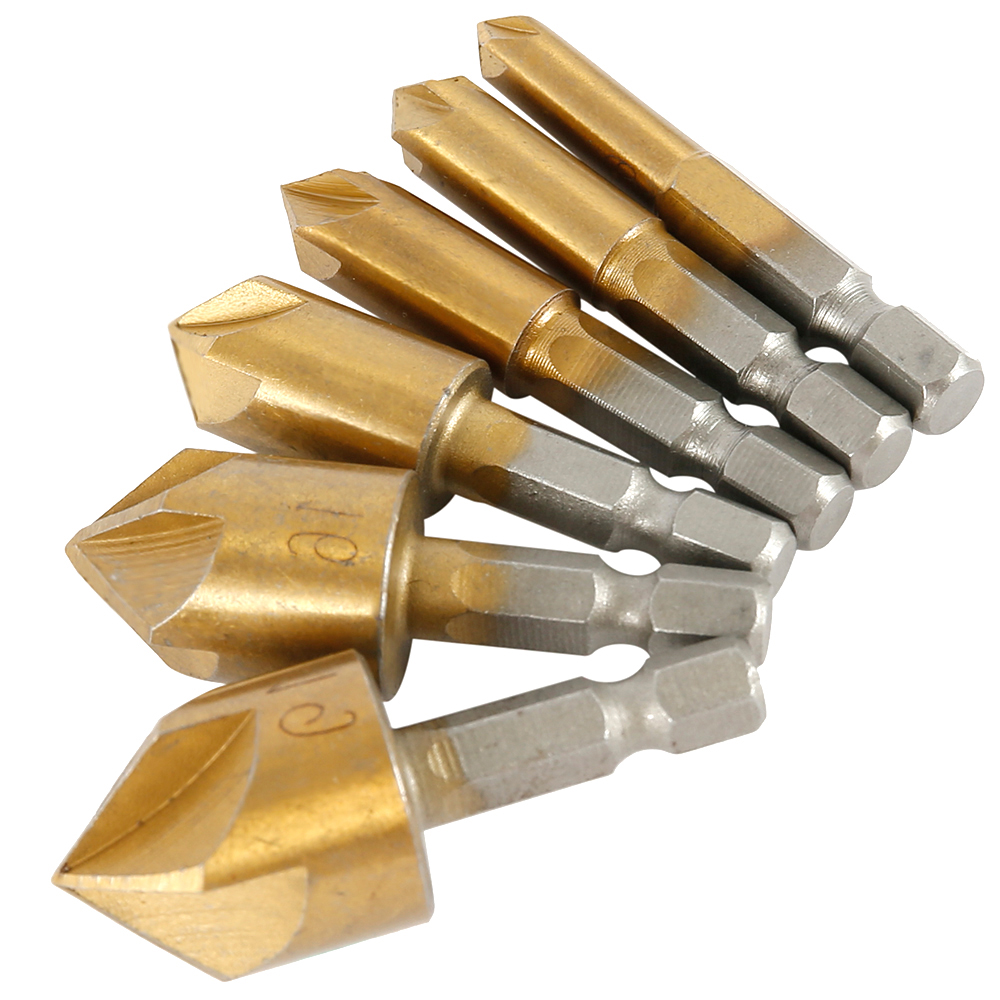 HOTBEST 6Pcs/set Countersink Drill Bit Set 619mm High Speed Steel 5