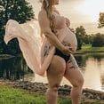 thumbnail image 5 of JustVH Lace Maternity Dress for Photoshoot Strapless Open Front Maxi Maternity Dress for Photography, 5 of 6