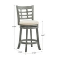 thumbnail image 6 of Weston Home Shapel Window Back 24"H Swivel Counter Height Stool, Antique Grey Finish, Beige Linen, 6 of 6