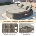 thumbnail image 5 of Outdoor Sun Bed, Patio 2-Person Daybed with with Adjustable Backrests and Foldable Cup Trays, Rattan Reclining Chaise Lounge with Cushions and Pillows for Lawn Pool Garden, Gray, 5 of 9