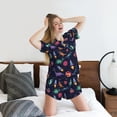 thumbnail image 5 of Honeii Space Dinosaur for Women's Summer Pajama Set featuring Soft Short Sleeve Shirt & Matching Bottoms with Convenient Pockets for Relaxed Home Wear-Large, 5 of 6