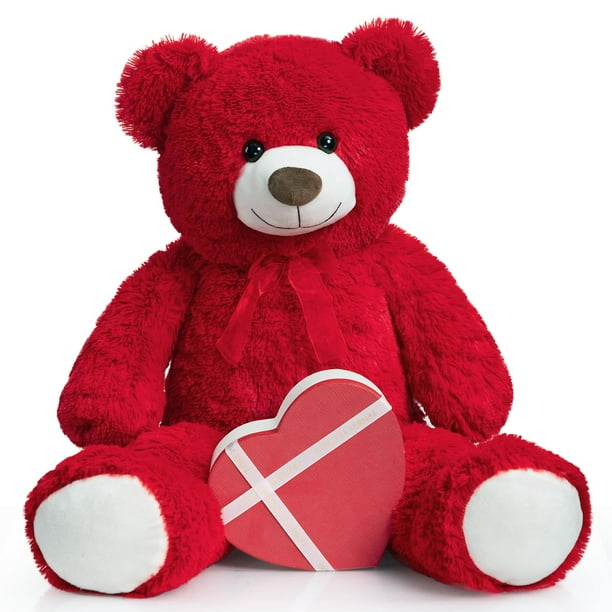 Peluche para niños Teddy Bear HollyHome, tamaño grande, 91 cm, color rojo