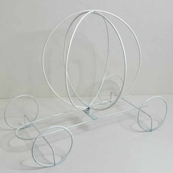 12 Inch White Wire Metal Pumpkin Carriage Centerpiece