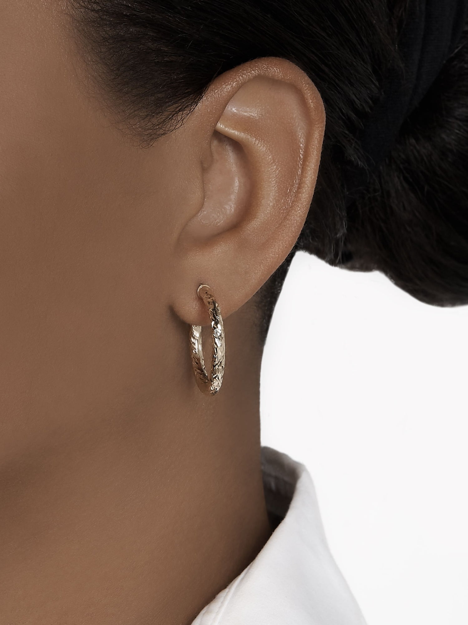 Brilliance Fine Jewelry 10K Yellow Gold 3MMx25MM Hollow Round Hoops Earrings