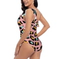 thumbnail image 5 of Yiaed Leopard Print Women One Piece Swimsuits Tummy Control One Shoulder Bathing Suits Pattern Ruffle Swimwear-Small, 5 of 8