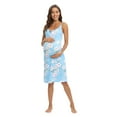 thumbnail image 2 of WBQ Maternity Women's Button Nursing Nightgown Breastfeeding Full Slips Sleepwear Blue S-3XL, 2 of 7