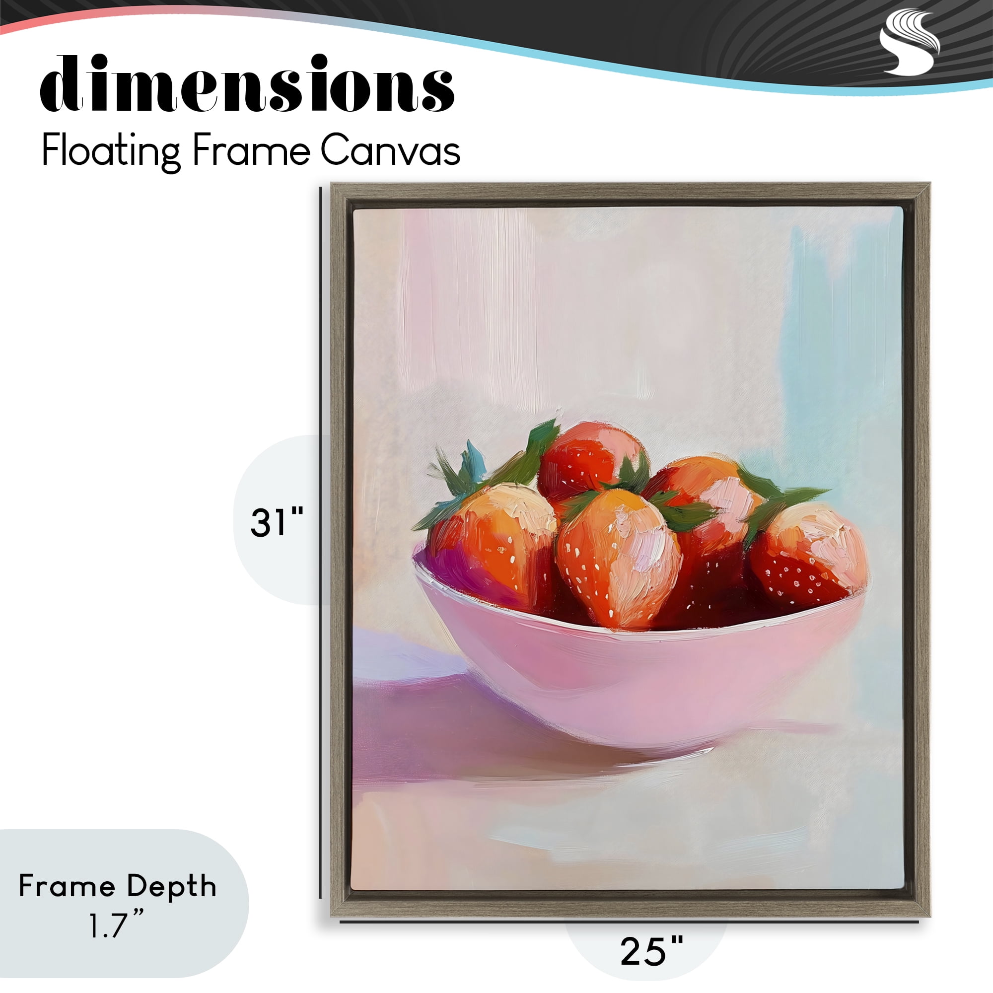 Stupell Industries Pastel Bowl of Strawberries Brown Framed Floater Canvas Wall Art, design by The Prints Vibe