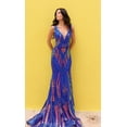 thumbnail image 3 of Women's Nox Anabel R1402 Blue Long Sequin Prom 2026 Dress With Sheer Sides Royal Multi Size 12 New Year's Eve, 3 of 3