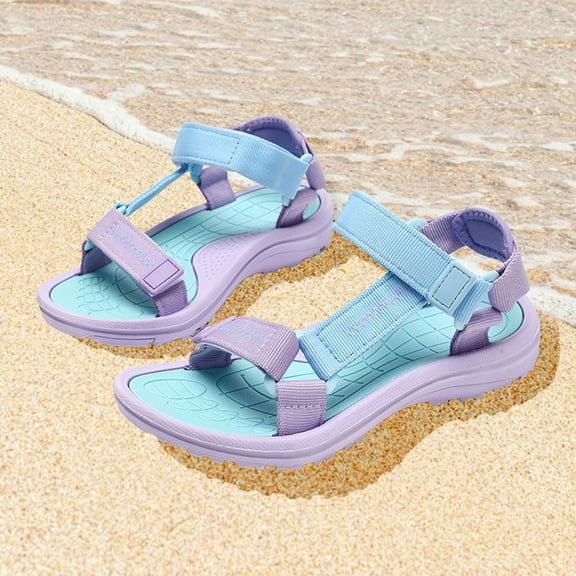 Hifoo Girls Sandals Open Toe Patchwork Kids Comfortable Lightweight EVA On Casual Beach Outdoor Sports Shoes With Hook And Loop Strap Everyday Wear Cozy Child Footwear