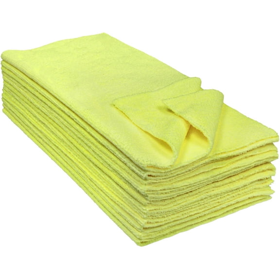 Eurow Microfiber 14 x 14in 300 GSM Ultrasonic Cut Cleaning Towels 12-Pack