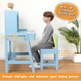 thumbnail image 6 of Kids Desk and Chair Set, Blue Wooden Study Desk for Kids with Drawers, Student Writing Desk Computer Workstation for Bedroom & Study Room for Ages 5-12 Boy and Girl, 6 of 14