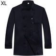 thumbnail image 2 of CHEF Uniform Polyester Cocina de manga larga Delantal con bolsillos delanteros Simple Style Professional Home Suministros para la parrilla Restaurante Negro XL seitruly LF000325-03, 2 of 7