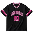 thumbnail image 4 of BOOMNY Baby Girls Short Sleeve Basketball T-Shirts V Neck Number 91 Graphic Workout Tee Tops for Girl Soft Activewear, 4 of 4
