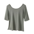 thumbnail image 2 of Guzom Fashion Womens Summer Casual Solid Color Loose Round-Neck T-Shirt for Various Occasions,Army Green,Size XL, 2 of 6