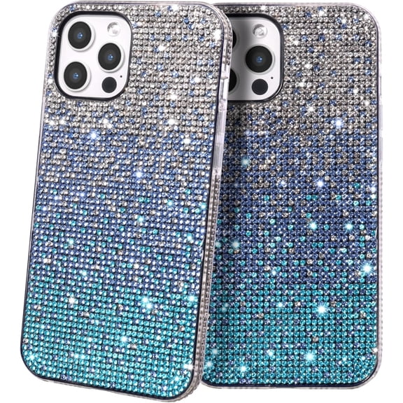 MYKOMI Bling Case for iPhone 13 Pro Max, Luxury Glitter Sparkly Diamond Cute Three Color Gradient Cover for Women & Girls Soft TPU Protective Shockproof Phone Case