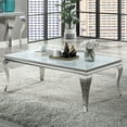 thumbnail image 6 of White Glass Top and Silver Stainless Steel Cabriole-Style Legged 1pc Coffee Table for Living Room Decor, 6 of 12
