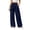Navy, variant on Women's Asymmetry Wrap Pants High Waist Linen Wide Leg Trousers Button Loose Casual Pant with Pockets Brown,S