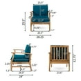 thumbnail image 4 of Capri Outdoor Teak Finished Acacia Wood Club Chairs with Blue Water Resistant Cushions, Set of 2, 4 of 9