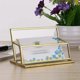 thumbnail image 3 of Glass Business Card Holder Stand - Vintage Gold Metal Name Card Display Stand Office Desktop Co, 3 of 3