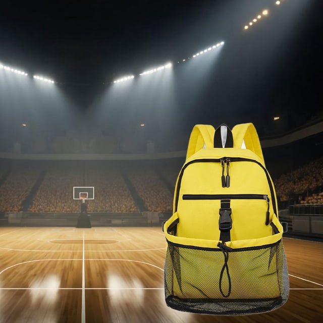 Quzzie Basketball Backpack Rucksack Equipment Lightweight Versatile Organizer Tennis Backpack Daypack for Outdoor Activities Men Gym Yellow