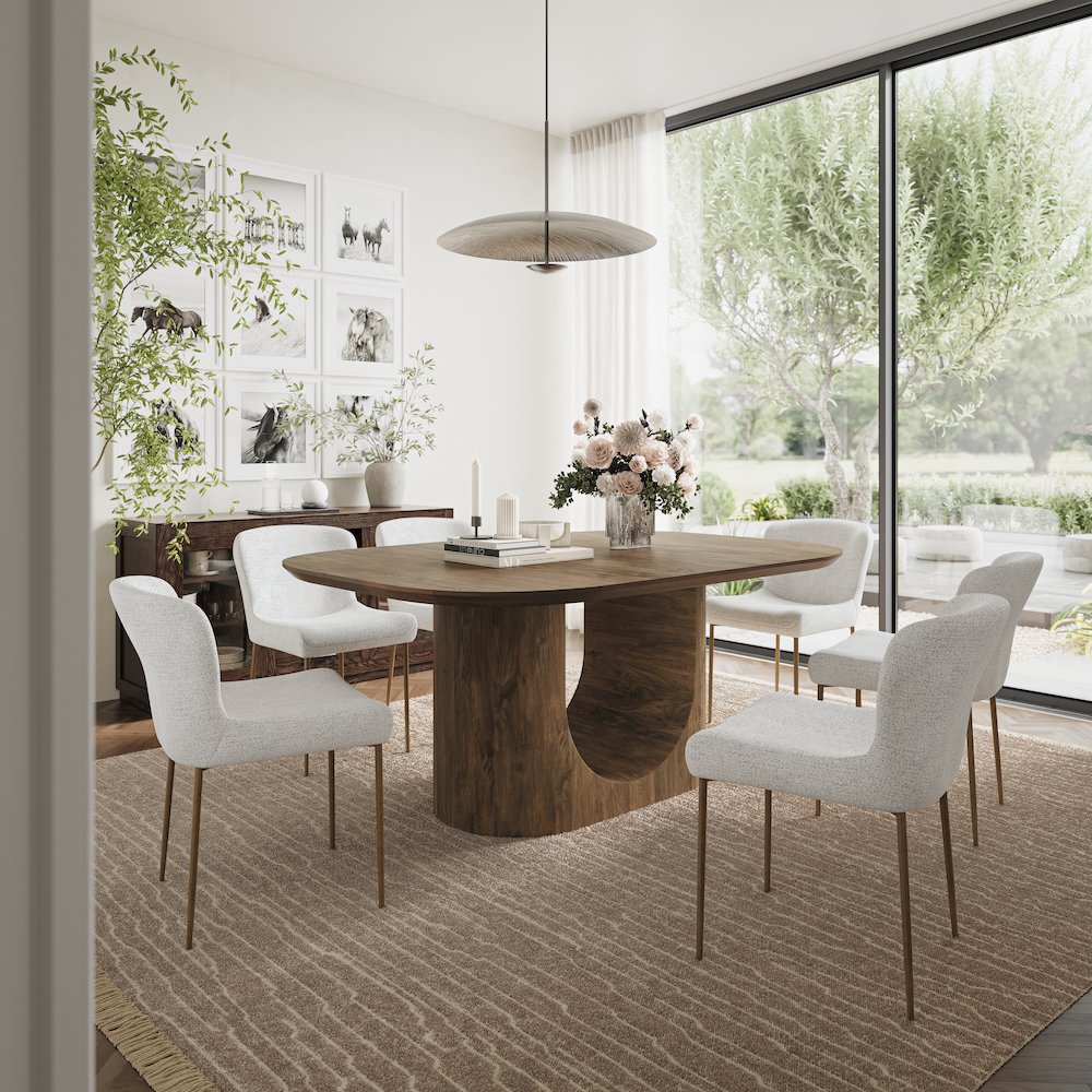 Jofran Luna 70" Modern Architectural Pedestal Curved Dining Table