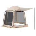 thumbnail image 3 of Screen House Tent, 10 x 9.2 ft, 4-8 Person Pop Up Screen Tent with Extended Awning, Portable Screened in Canopy with Carry Bag, Netting Sides, for Patio, Backyard, and Outdoor Activities, Beige, 3 of 10