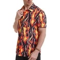 thumbnail image 4 of Men's flame stylish 3D printed graphic short sleeve shirts casual fashion print button down shirt, 4 of 12