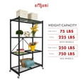 thumbnail image 3 of Origami R5 4-Shelf Heavy-Duty Folding Metal Storage Rack Unit with Wheels, Black, 3 of 10