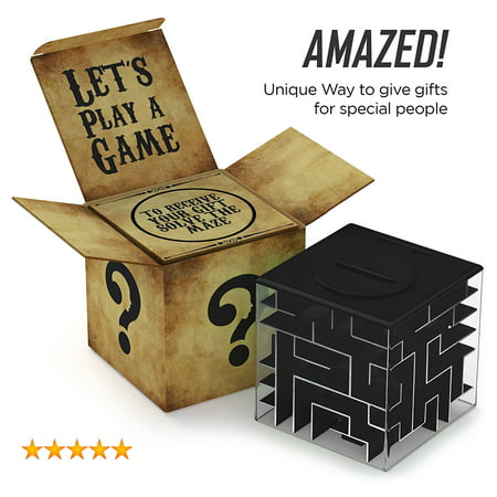 Money Maze: Unique Way to Give Small Gifts, Items - Perfect Gift Puzzle Box for Kids - Cool 1, 2, 5 Dollar Coin Piggy Bank - Safe for Children - Birthday Christmas Gift Ideas for Dad Mom Men or (Best Banks To Save With)