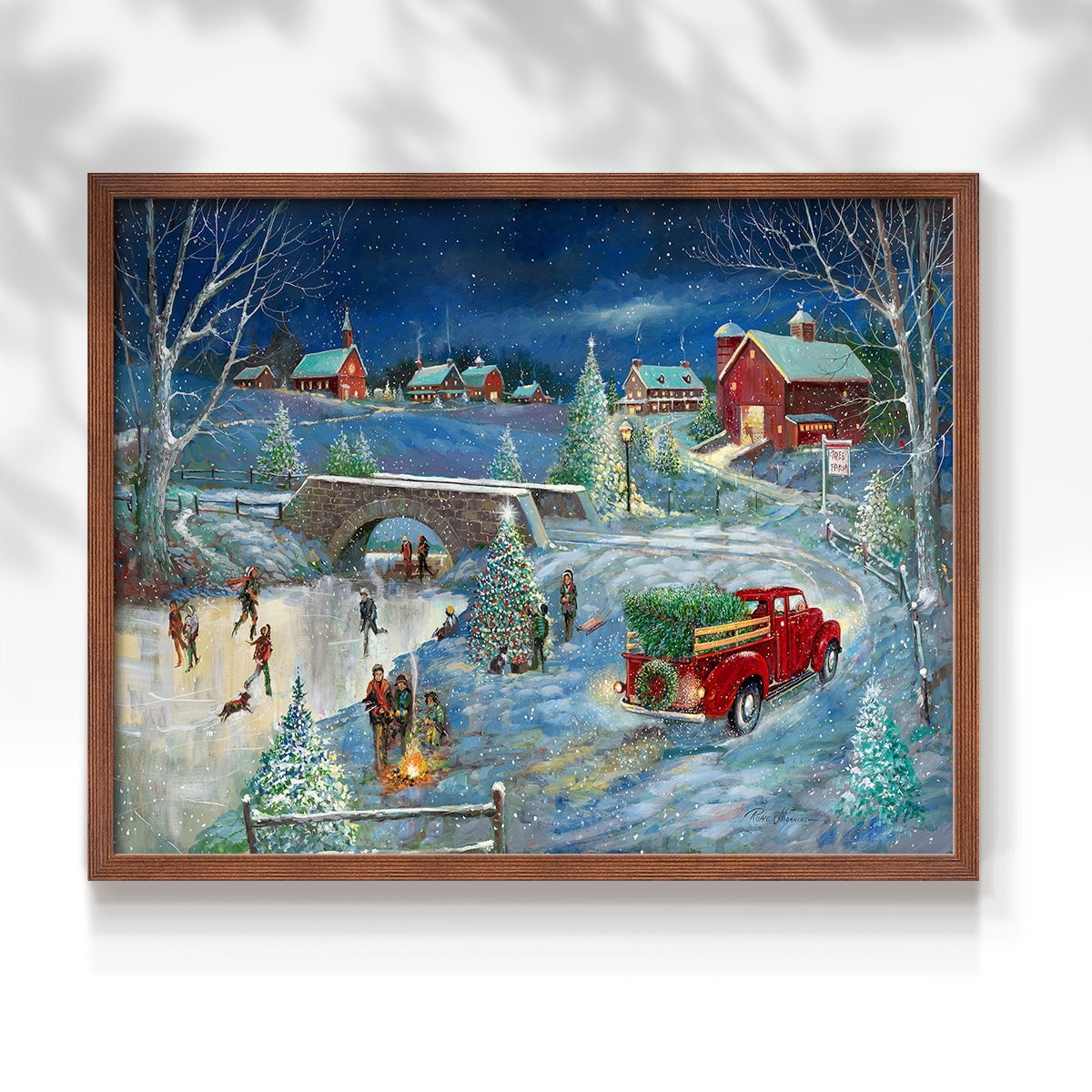 Warm Holiday Memories by Ruane Manning - Restickable Framed Giclée Print with Real Wood Frame