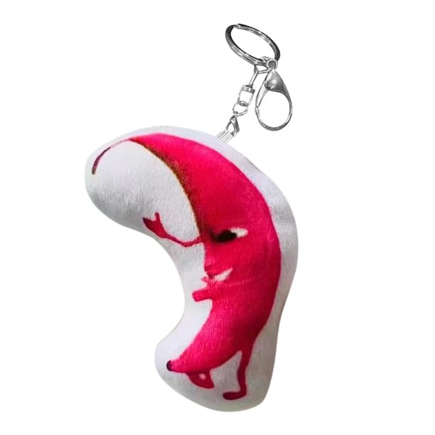 Llavero divertido de plátano Salvador con accesorios musicales para manualidades rojo