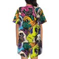 thumbnail image 6 of Uemuo Colorful Pug Pattern Women's Short-Sleeved Pajama, Button-Front Loungewear, 2-Piece Summer Sleepwear, Elastic Drawstring Shorts-3X-Large, 6 of 7