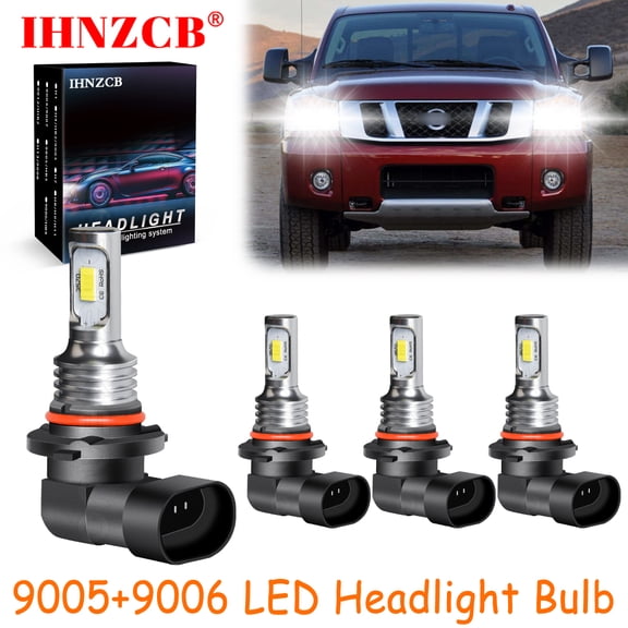 IHNZCB for Nissan Titan 2004-2015 White LED Headlights Bulb High/Low Beam,9005 9006,YHB,Y11