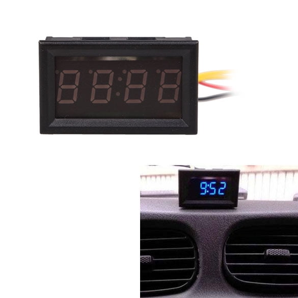 Reloj electrónico digital LED azul de 4 dígitos de 0,4 pulgadas para motor de motocicleta de coche