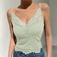 thumbnail image 2 of MYAOYINo Boundaries Womens Lace Trim Cami Ribbed Spaghetti Strap V-Neck Tank Top, 2 of 6
